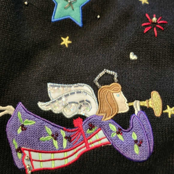 NWT Quacker Factory Plus Size Women's Christmas Embroidered Sweater Size 1X - Picture 7 of 9